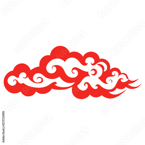 Cartoon Chinese Style Red Cloud cloud red traditional vector