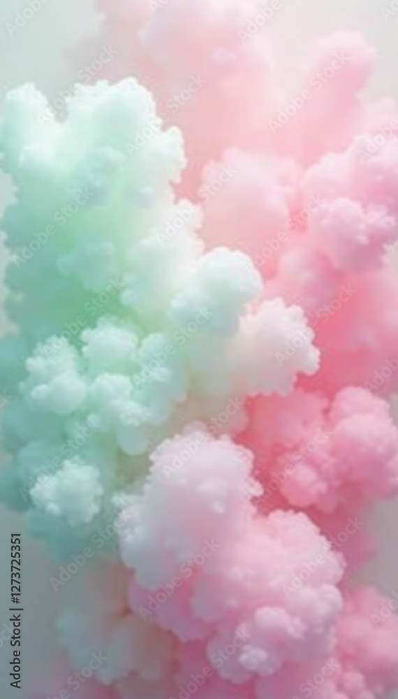 Delicate cotton candy strands in a light pink and mint green mist, ethereal, , soft pink Delicate cotton candy strands in a light pink and mint green mist, ethereal, , soft pink