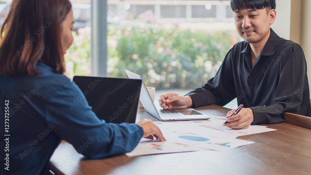 business collaboration, financial analysis, and teamwork, professionals reviewing financial reports and discussing data. The workspace, charts, and strategic documents, a corporate and analytical