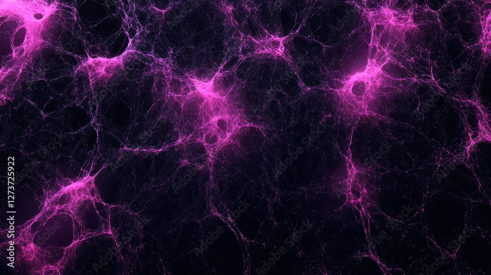 Obraz premium Complex web of neon shapes and lines forming an abstract digital mesh, focus on connectivity, close up, scifi theme, dynamic, Double exposure, dark gradient backdrop