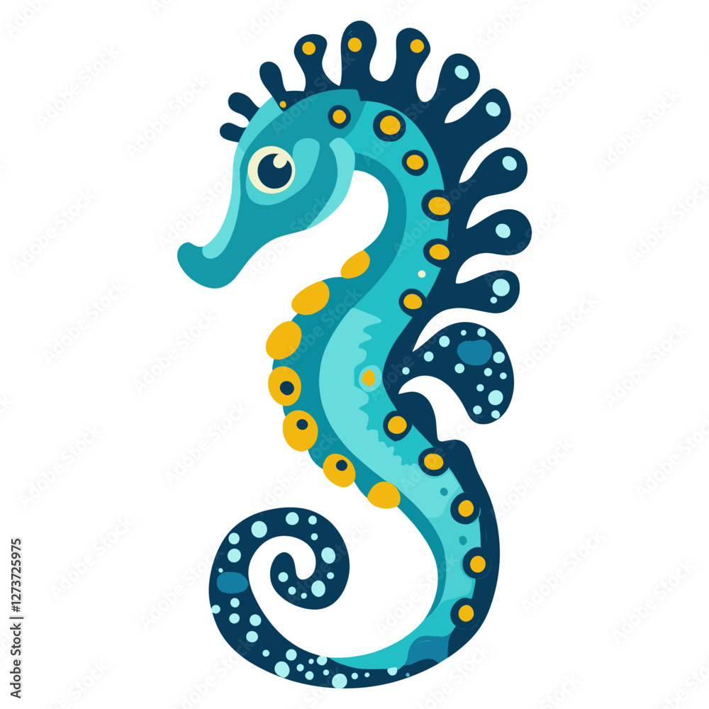 Fototapeta premium Teal Seahorse Floating seahorse illustration animal vector