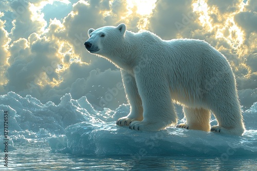 Majestic Polar Bear Standing on Arctic Ice Floe