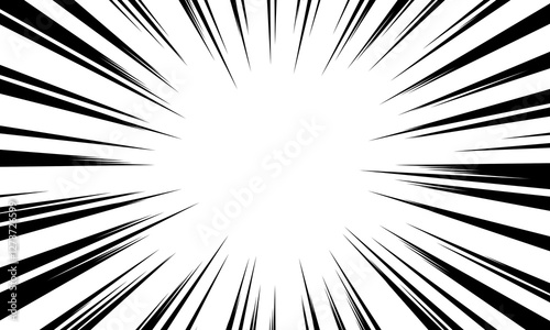 Speed ​​lines effect. Manga and comic vector illustration isolated on white background. Abstract radial striped motion.
