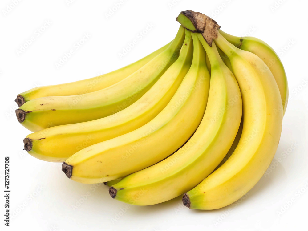 Close-up studio shot of clustered bananas, highlighting their smooth texture, curved shape, and fresh appearance Close-up studio shot of clustered bananas, highlighting their smooth texture, curved shape, and fresh appearance