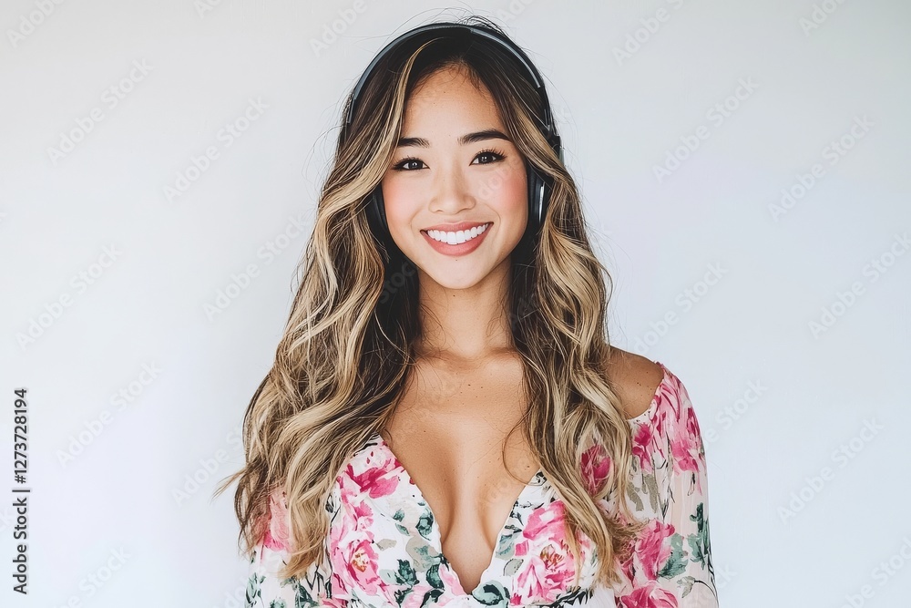A lovely young asian businesswoman is working in a call center, wearing a headset and providing assistance as a customer service representative on a hotline support phone A lovely young asian businesswoman is working in a call center, wearing a headset and providing assistance as a customer service representative on a hotline support phone