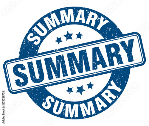 summary stamp. summary label. round grunge sign