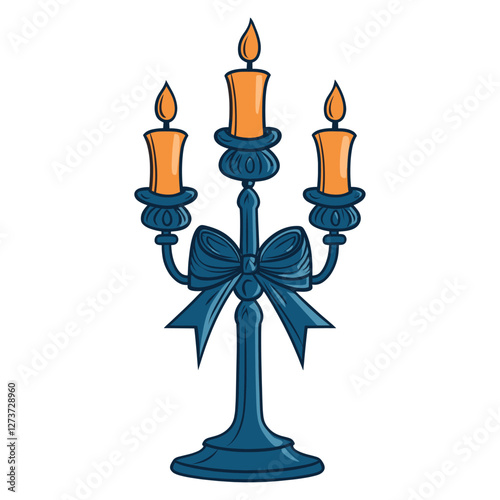 Y2k coquette blue candelabra illustration candles candlestick vector