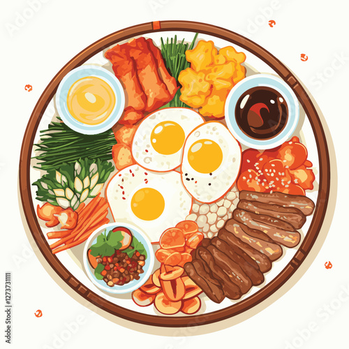 korean, traditional, food, asian, background, korea, culture, design, asia, delicious, korean food, kimchi, cuisine, lunch, meal, dish, illustration, tasty, dinner, symbol, spicy, vector, healthy, veg