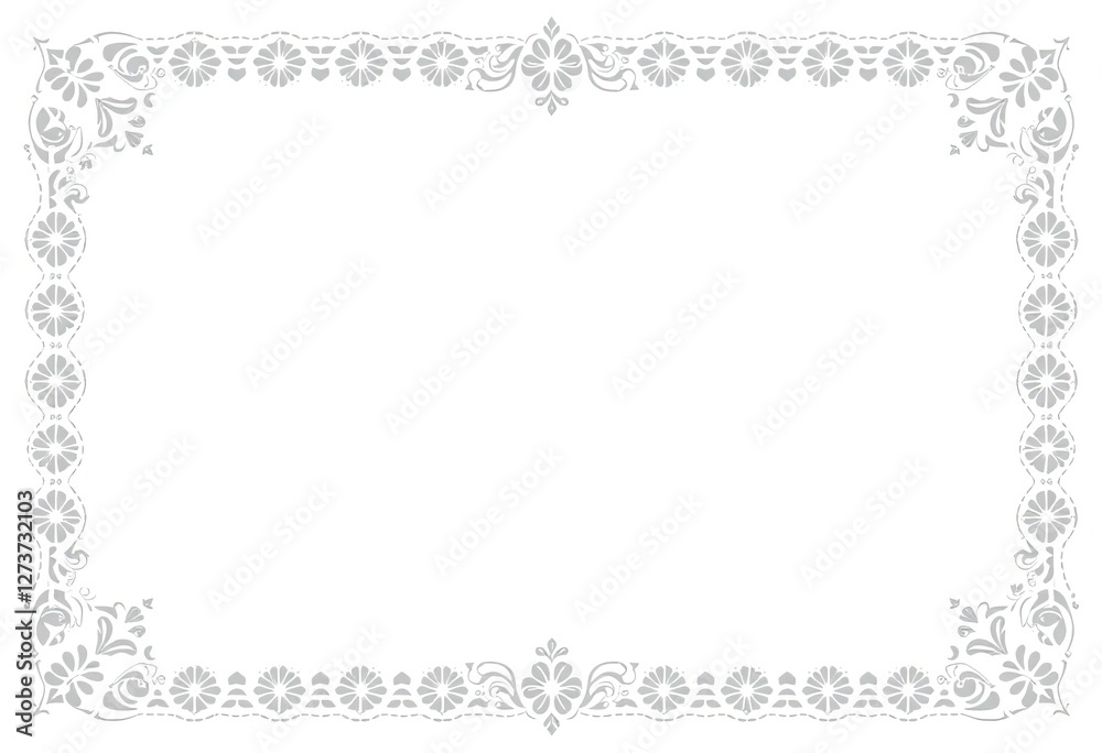 Elegant Grey Floral Frame Design With White Background Elegant Grey Floral Frame Design With White Background