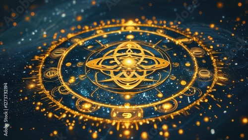 Wallpaper Mural A mystical golden cosmic design representing astrology and energy. Torontodigital.ca