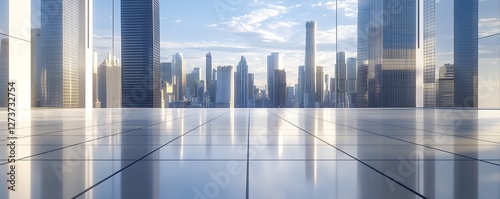 Obraz na płótnie Striking urban skyline with clean reflections in daylight : Generative AI w salonie