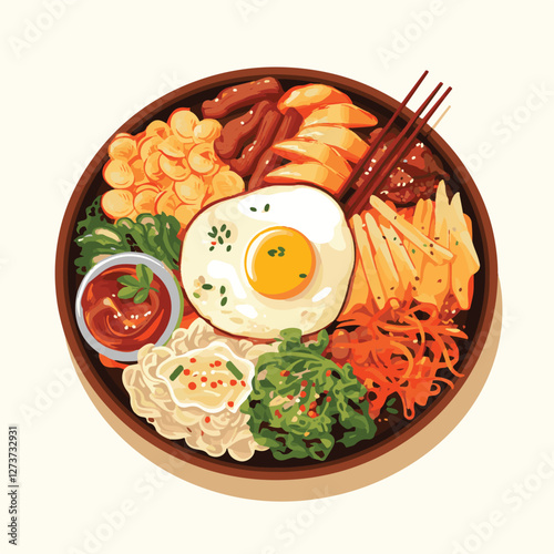korean, traditional, food, asian, background, korea, culture, design, asia, delicious, korean food, kimchi, cuisine, lunch, meal, dish, illustration, tasty, dinner, symbol, spicy, vector, healthy, veg