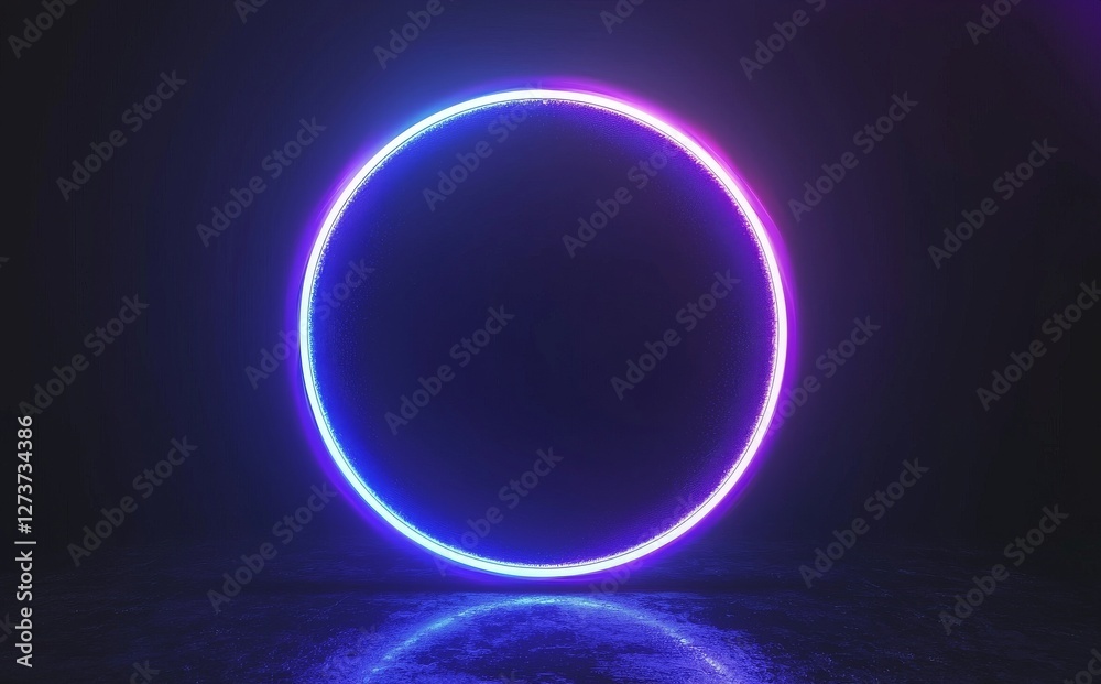 The image features a round circle picture frame with a blue tone neon color shade, accompanied by a motion graphic on a black background, and includes moving blue and pink lights for an overlay, all The image features a round circle picture frame with a blue tone neon color shade, accompanied by a motion graphic on a black background, and includes moving blue and pink lights for an overlay, all