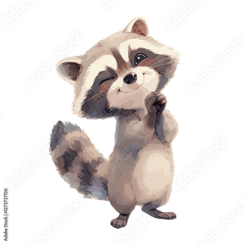 Raccoon with Winking illustration winking animal vector