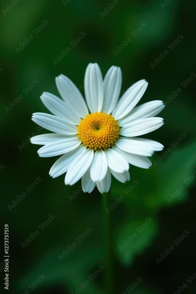 Single white daisy against a backdrop of dark green, organic, leaves Single white daisy against a backdrop of dark green, organic, leaves