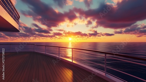 Obraz na płótnie Calm sunset view from a cruise ship deck with soft colorful clouds : Generative AI w salonie