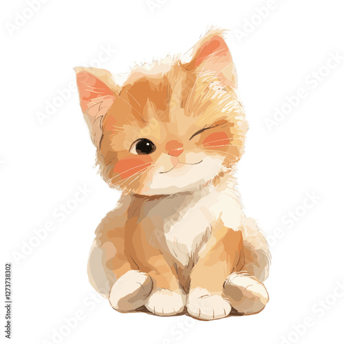 Cat with Winking illustration winking kitten vector