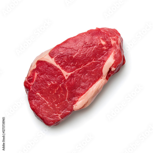 Fresh raw beef ribeye steak top view isolated on white background photo