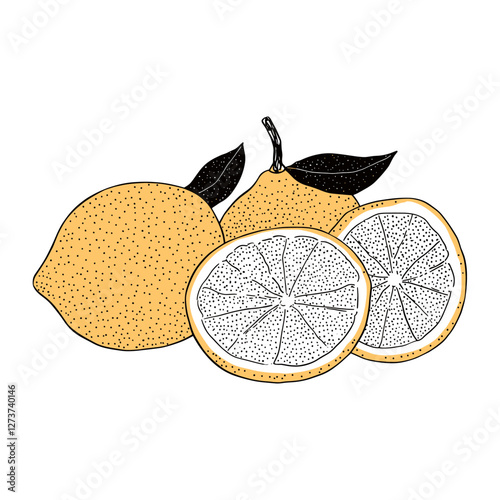 Lemon illustration fruit grapefruit vector