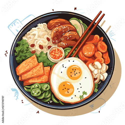 korean, traditional, food, asian, background, korea, culture, design, asia, delicious, korean food, kimchi, cuisine, lunch, meal, dish, illustration, tasty, dinner, symbol, spicy, vector, healthy, veg