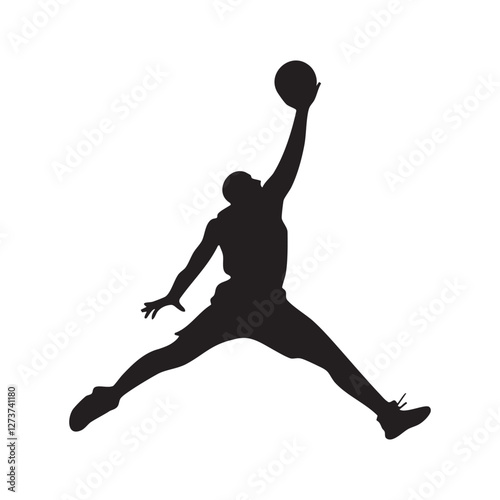 Dynamic Basketball Dunk Vector - Athlete Silhouette Clipart