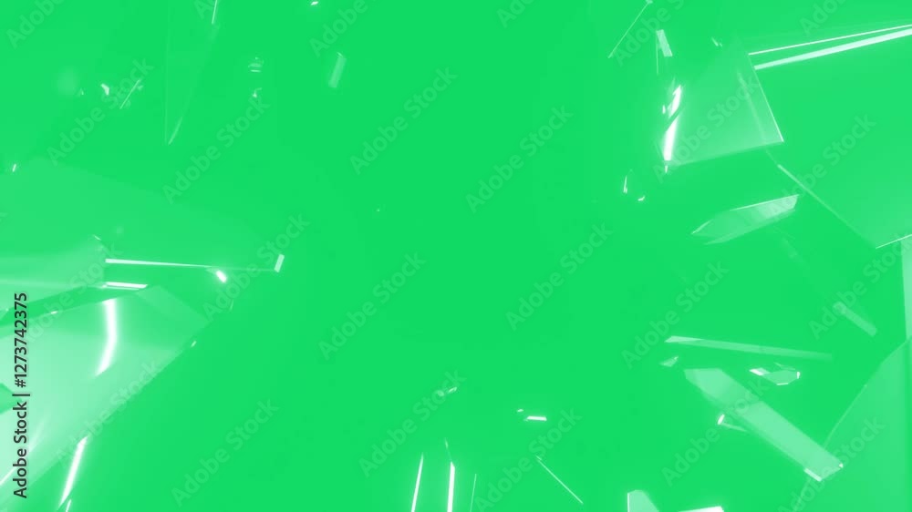 The glass break green screen background.