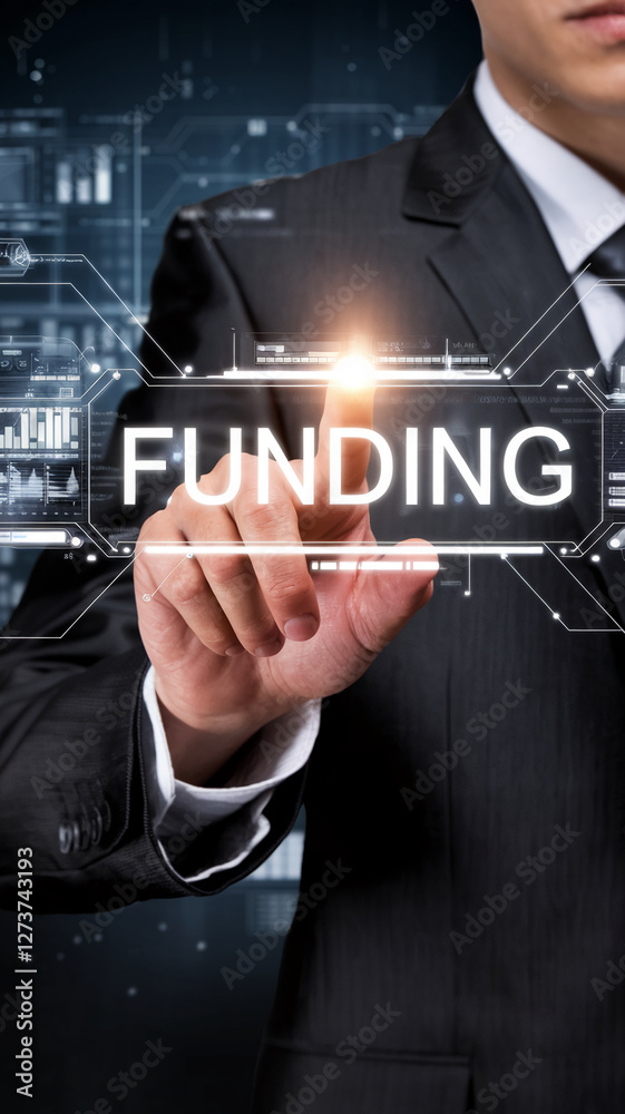 Obraz premium A dynamic image of a businessman selecting the word 