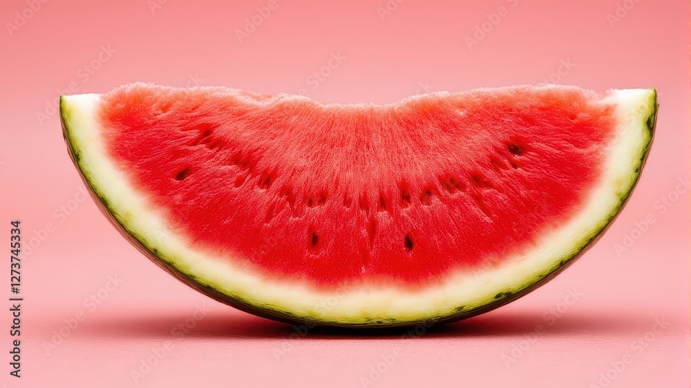 Fresh Watermelon Slice on Soft Pink Background Artful Display Fresh Watermelon Slice on Soft Pink Background Artful Display