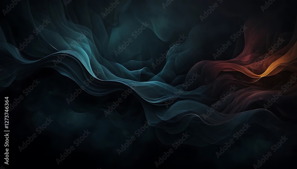 Fototapeta premium Abstract flowing energy fields with deep ocean blues and sunset hues