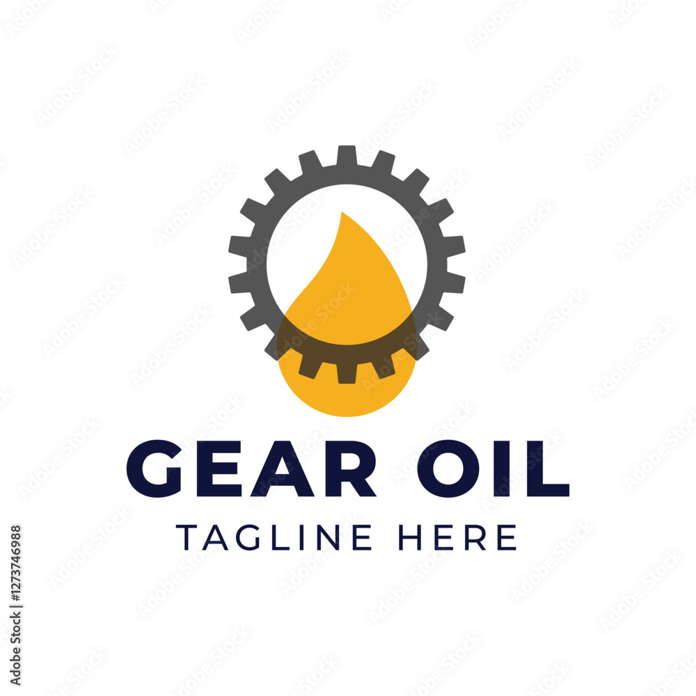 Fototapeta premium Oil and gear icon logo design. Oil drop with cog wheel icon logo design.