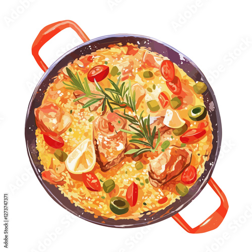 Paella paella illustration food vector