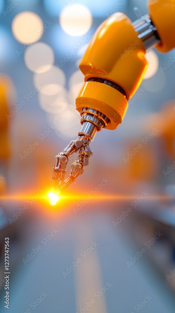 Futuristic Precision Automation Sleek Orange Robotic Arm with Metallic Detail in Industrial Manufacturing for Enhanced Efficiency and Smart Production Solutions Futuristic Precision Automation Sleek Orange Robotic Arm with Metallic Detail in Industrial Manufacturing for Enhanced Efficiency and Smart Production Solutions