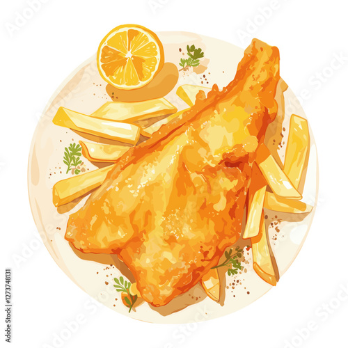 Lemon plate chips fried vector