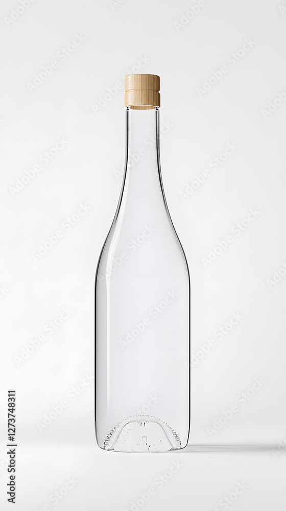 Glass clear bottle of water mock up, packaging template, isolated on white background Glass clear bottle of water mock up, packaging template, isolated on white background