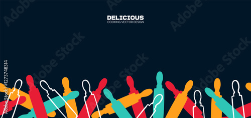 Bakery pastry rolling pin seamless border vector