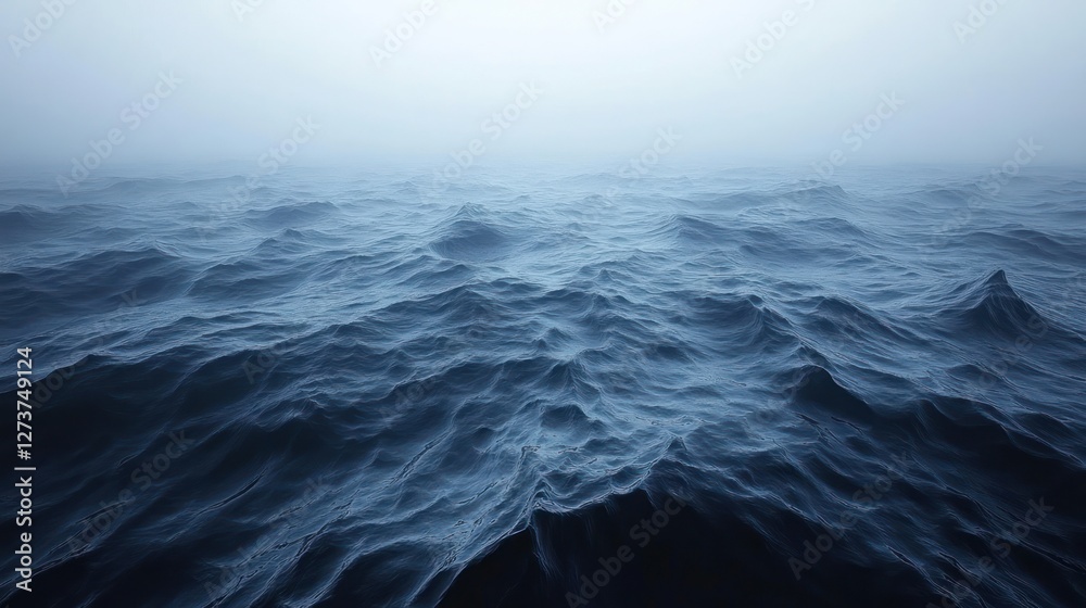 Fototapeta premium Misty, dark ocean waves.