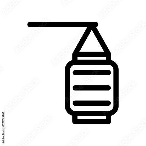 Minimalist Icon of a Hanging Traditional Lantern in Outline Style