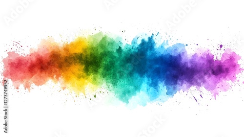 Bold jewel toned watercolor splash featuring vibrant sapphire blues emerald greens and amethyst purples blending and swirling together on a white background