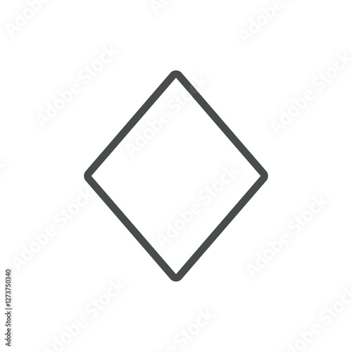 Diamond Suit Icon. Thin Line Symbol of Diamond Playing Card Suit for Poker, Gambling, and Casino Games. Isolated Vector Illustration.
