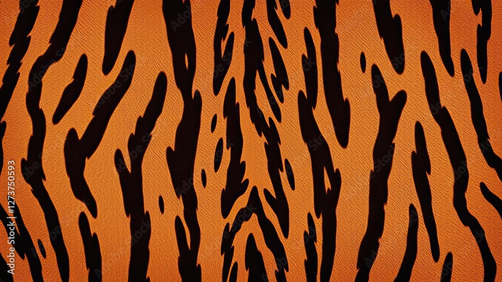 Fototapeta premium Vibrant Tiger Stripes Pattern on Bright Orange Background