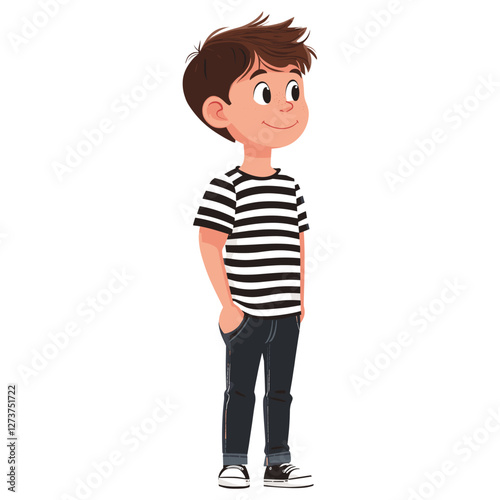 6 years old boy illustration t-shirt smiling vector