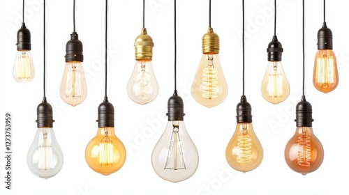 Pit is cut by hanging light bulbs, which are vintage and set against a transparent background