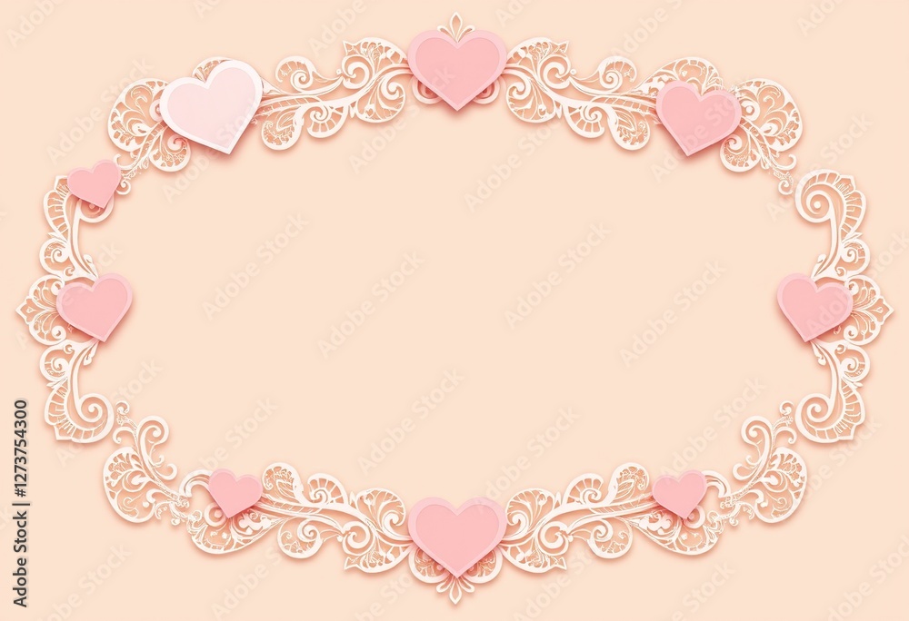 Elegant Pink Hearts Frame Design Romantic Valentine Elegant Pink Hearts Frame Design Romantic Valentine
