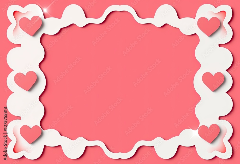 Pink Hearts Frame Lovely Valentine Design Pink Hearts Frame Lovely Valentine Design