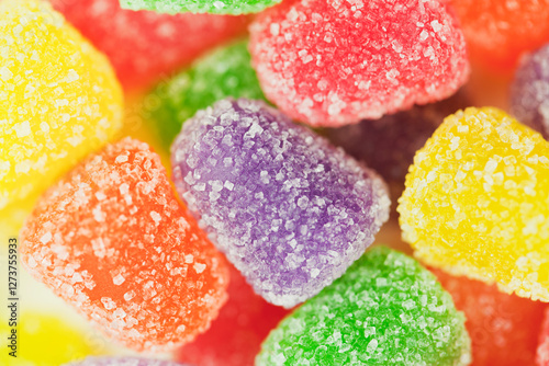 Close-up of colorful candy gum drops