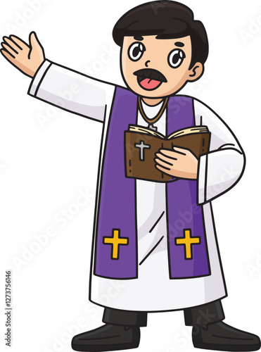 Baptism Priest Cartoon Colored Clipart 