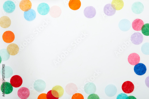 Colorful confetti frame on white background