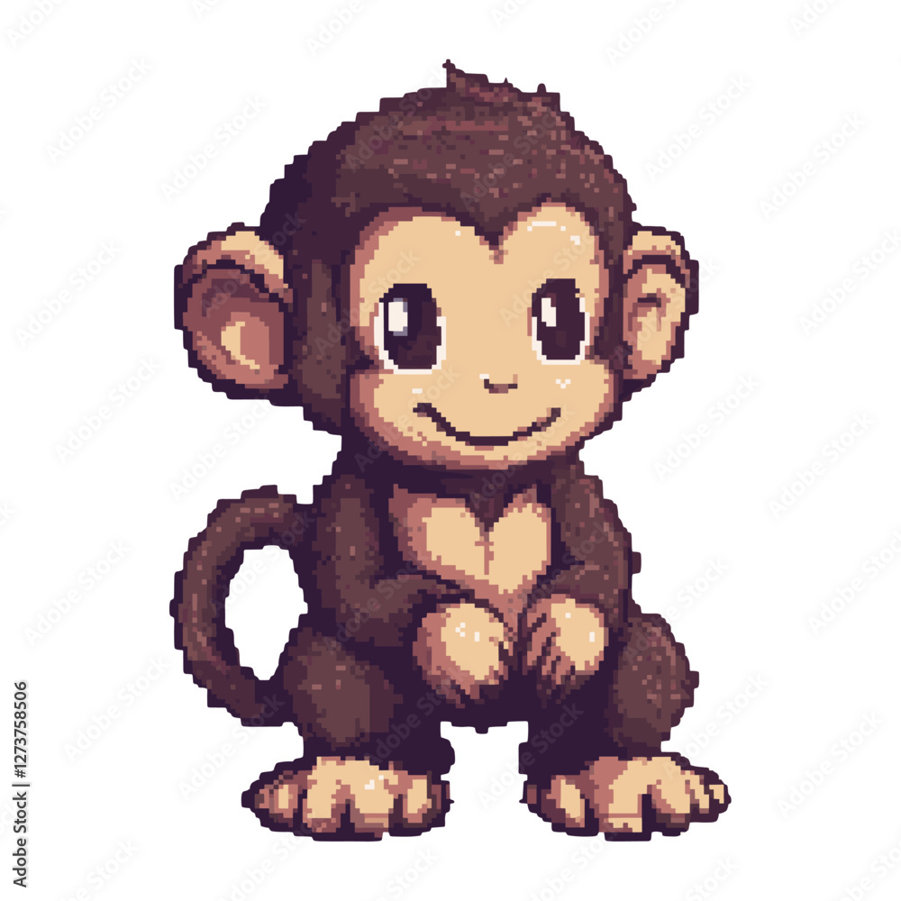 Obraz premium Monkey illustration pixelated character vector