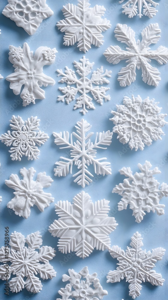Winter snowflakes pattern on blue background for christmas season festive decoration Winter snowflakes pattern on blue background for christmas season festive decoration