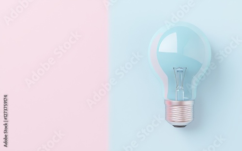 The image features an isolated glowing light bulb on a see-through background
